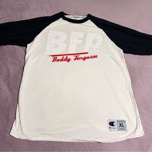 Champion White and Black Raglan Long Sleeve Tee